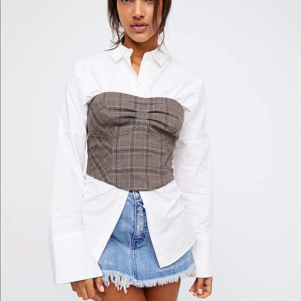 Free People Out West brown plaid corset. NWT - Picture 3 of 4